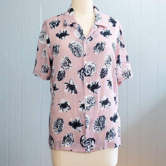 SANDRO Dusty Rose Pink Floral Print Short Sleeve - Picture 1 of 9